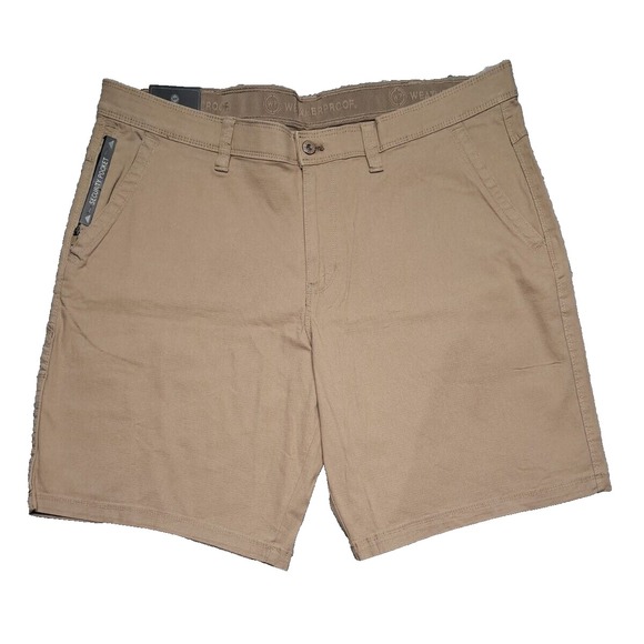 New Weatherproof Shorts Mens 40 Utility Trail Flex Band 10" Inseam Khaki Ripstop - Picture 1 of 16